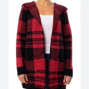 Cyrus Red and Black Plaid Women's Cardigan